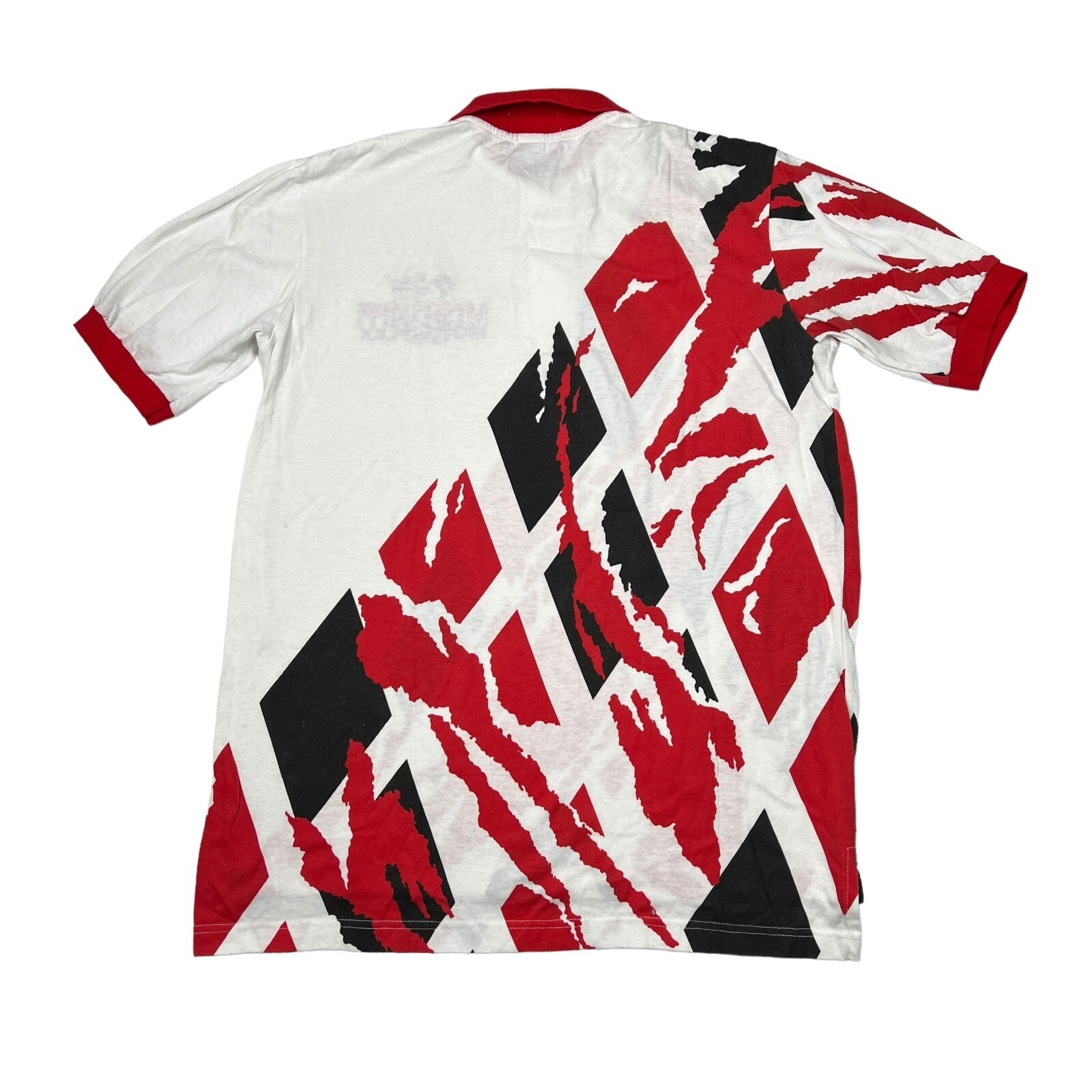 Vintage 80s Mississippi Motorplex Race Cars AOP Polo Shirt White Red Medium