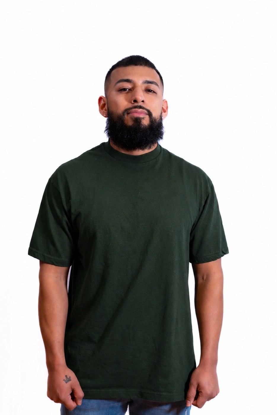 PRO5 Heavyweight T Shirt Mens Thick Cotton Blank Crewneck Streetwear Solid
