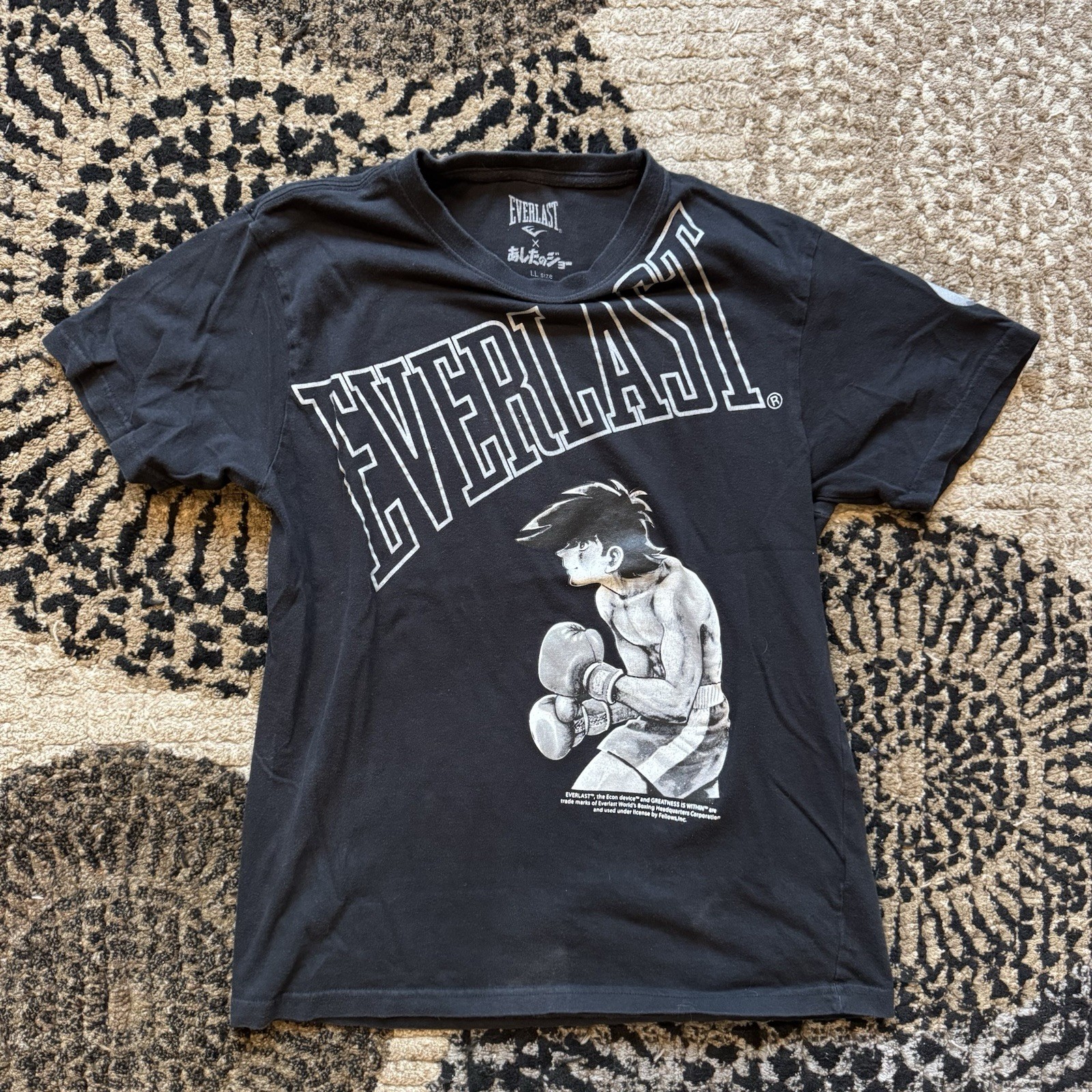 RARE! Everlast X Ashita No Joe T Shirt Men’s Large Tomorrow’s Joe Shirt Black