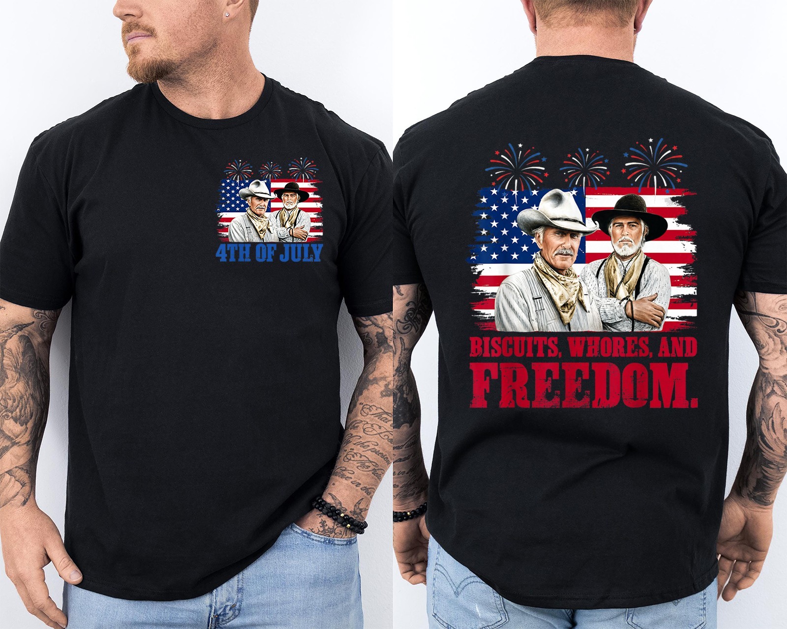 Biscuits And Whores Shirt, Funny Lonesome Dove Western Movie 4th Of July 2 Sided