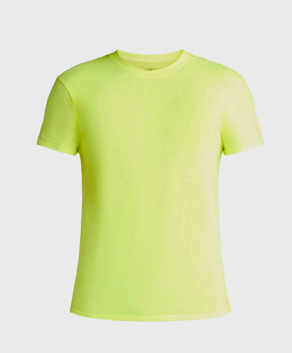 ATHLETIC WORKS Men’s 3XL (54-56) Cotton Active Tee Short Sleeve • Acid Yellow