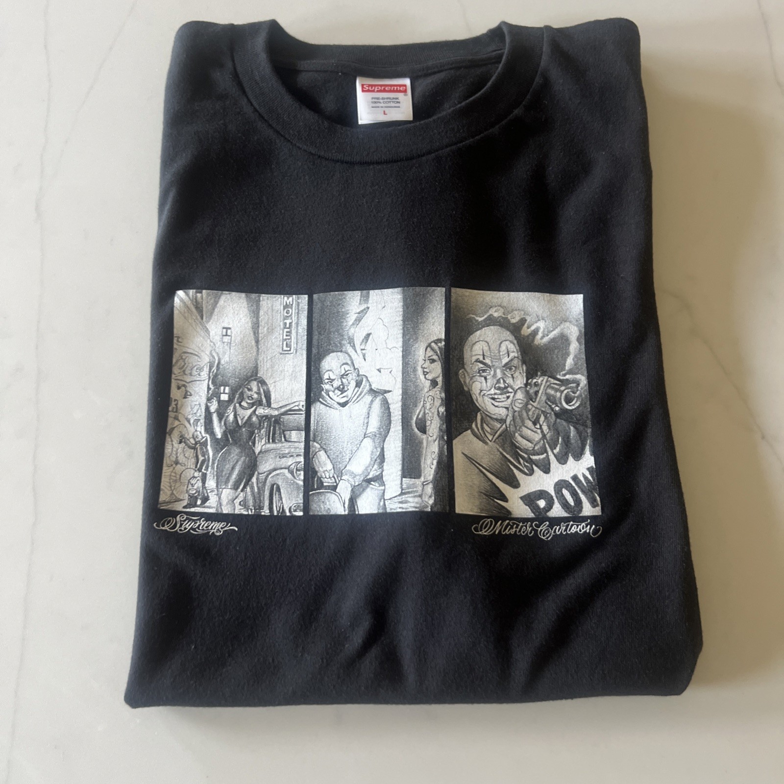 Supreme® Mister Cartoon Pow Tee Black NWOT Men’s L See Photos For Measurements