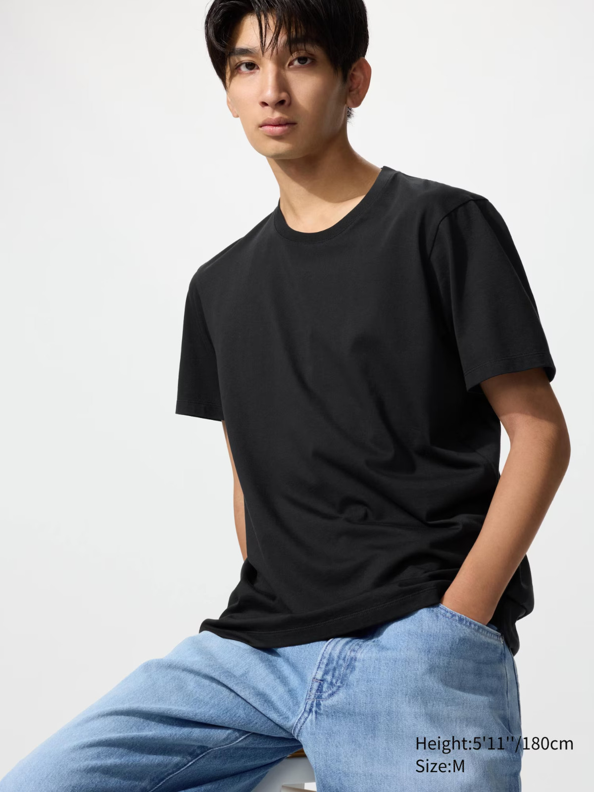 Uniqlo Mens Size Large Black Supima Cotton Crew Neck T-Shirt