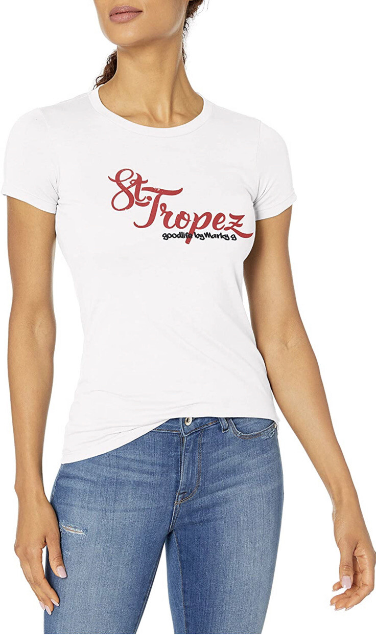 Goodlife by Marky G – St. Tropez-￼ Graphic Women&rsquo;s Tshirt – White – Medium