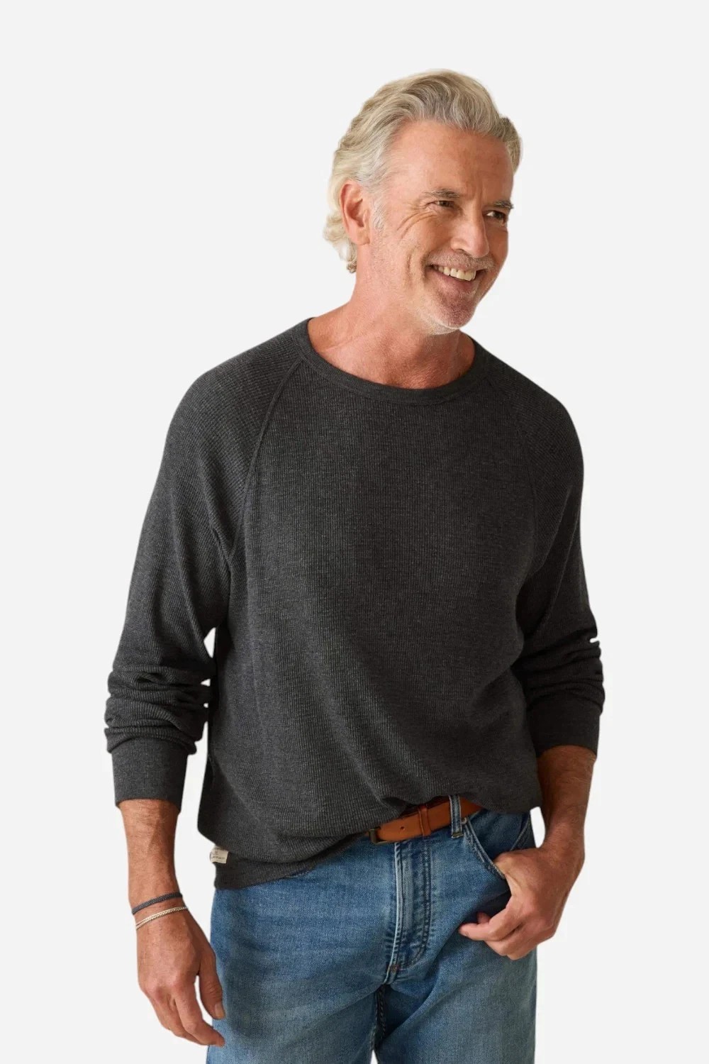 Faherty Cloud Surplus Waffle Crew Thermal T Shirt Men&rsquo;s XXL Charcoal $98 L/S NWT