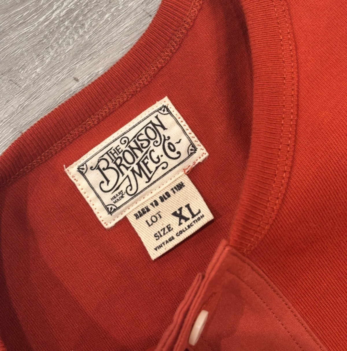 Bronson MFG Vintage Short Sleeve Henley Redwood Heritage Workwear Style Mens XL