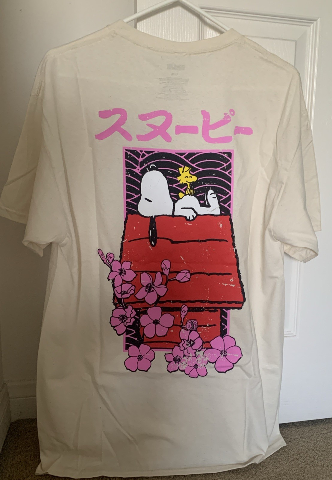 Snoopy Woodstock Japanese T-shirt Sakura Cherry Blossom Peanuts Japan L no tags