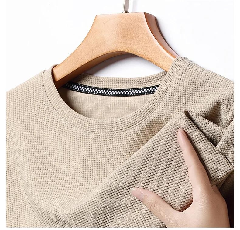 New Summer Waffle Round Neck Short Sleeved T-shirt for Men&rsquo;s Short Sleeved Top