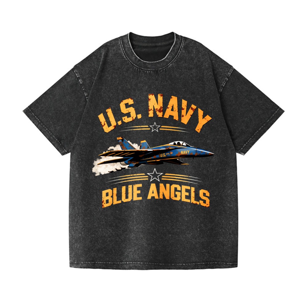 U.S.Navy Blue Angels Vintage Fighter Jet T-Shirt, Patriotic Military Graphic Tee