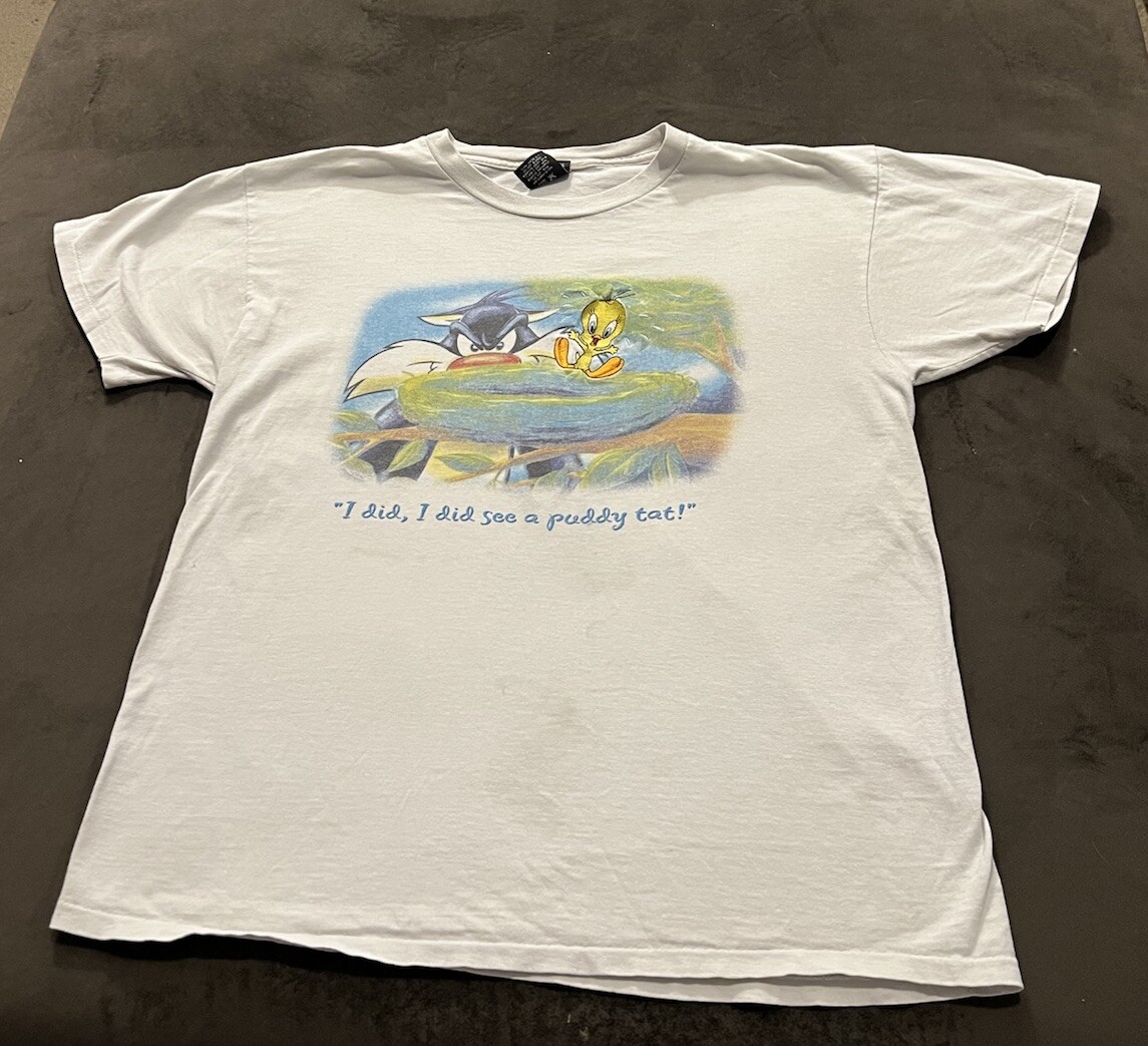 Vintage 1997 Sylvester The Cat & Tweety Bird Adult Size Large Embroidered
