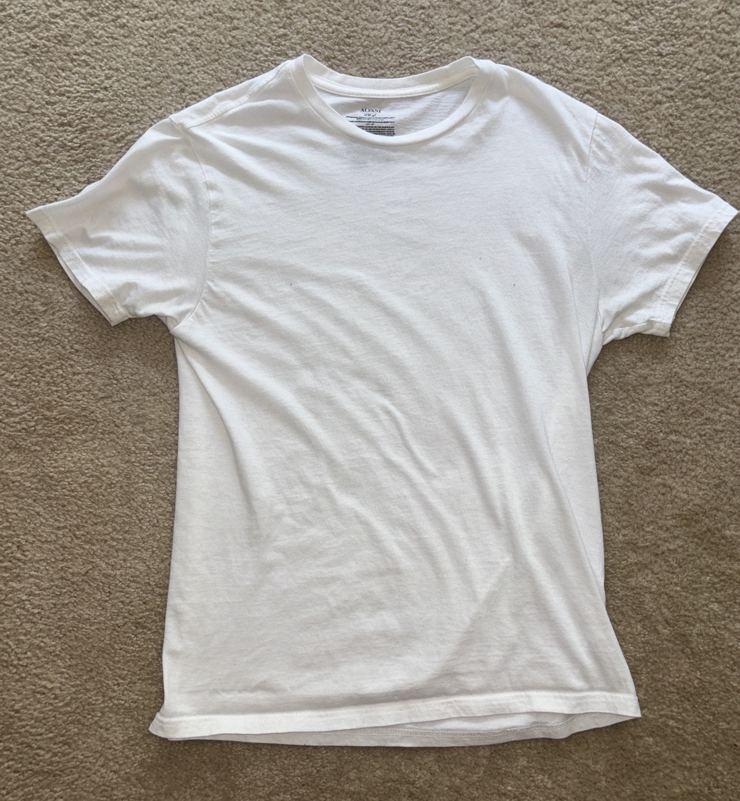 White Mens Shirt – Alfani 100% Cotton T-Shirt – White – Large