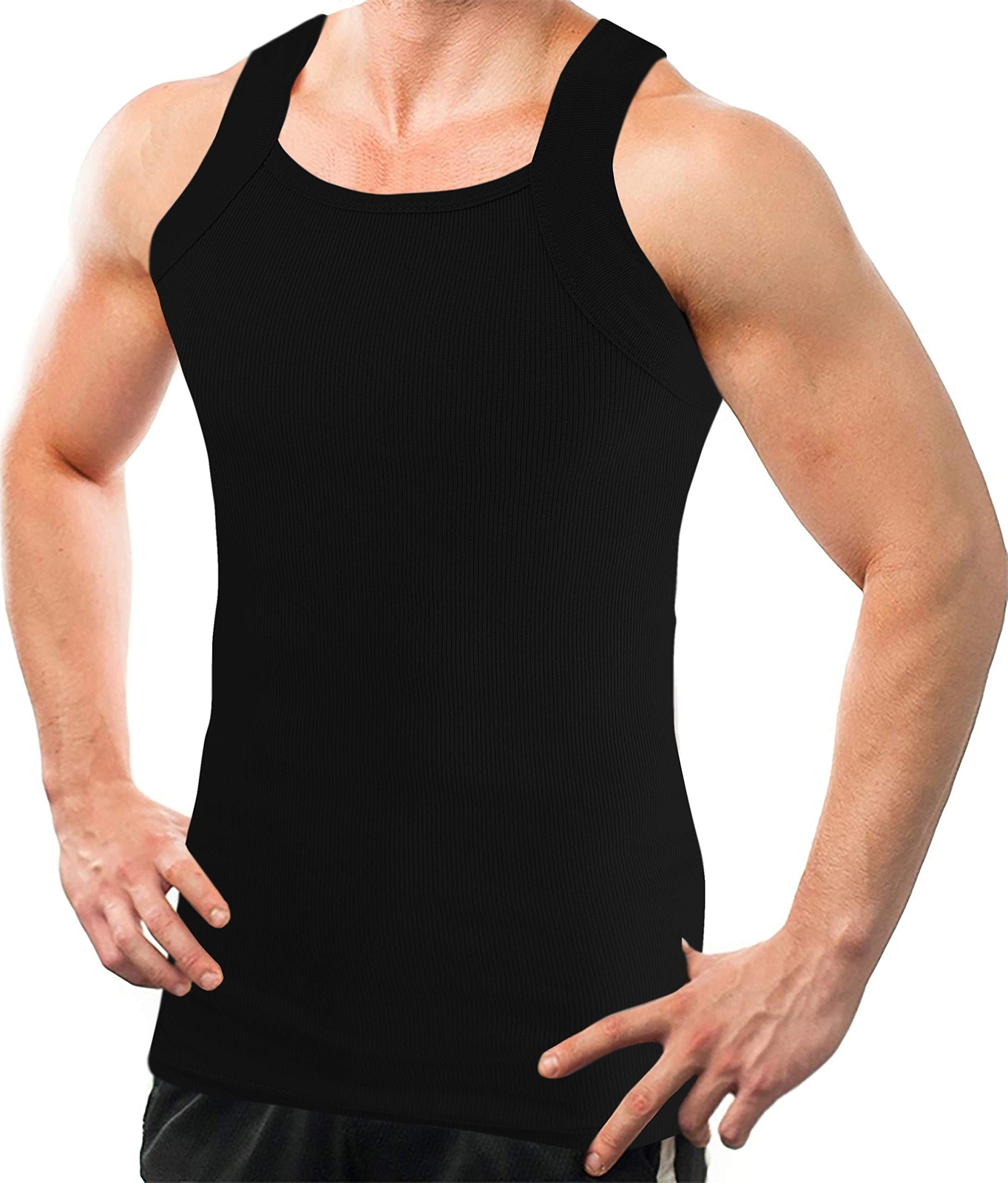 Different Touch Men&rsquo;s G-unit Style Tank Tops Square Cut Muscle Rib A-Shirts, …