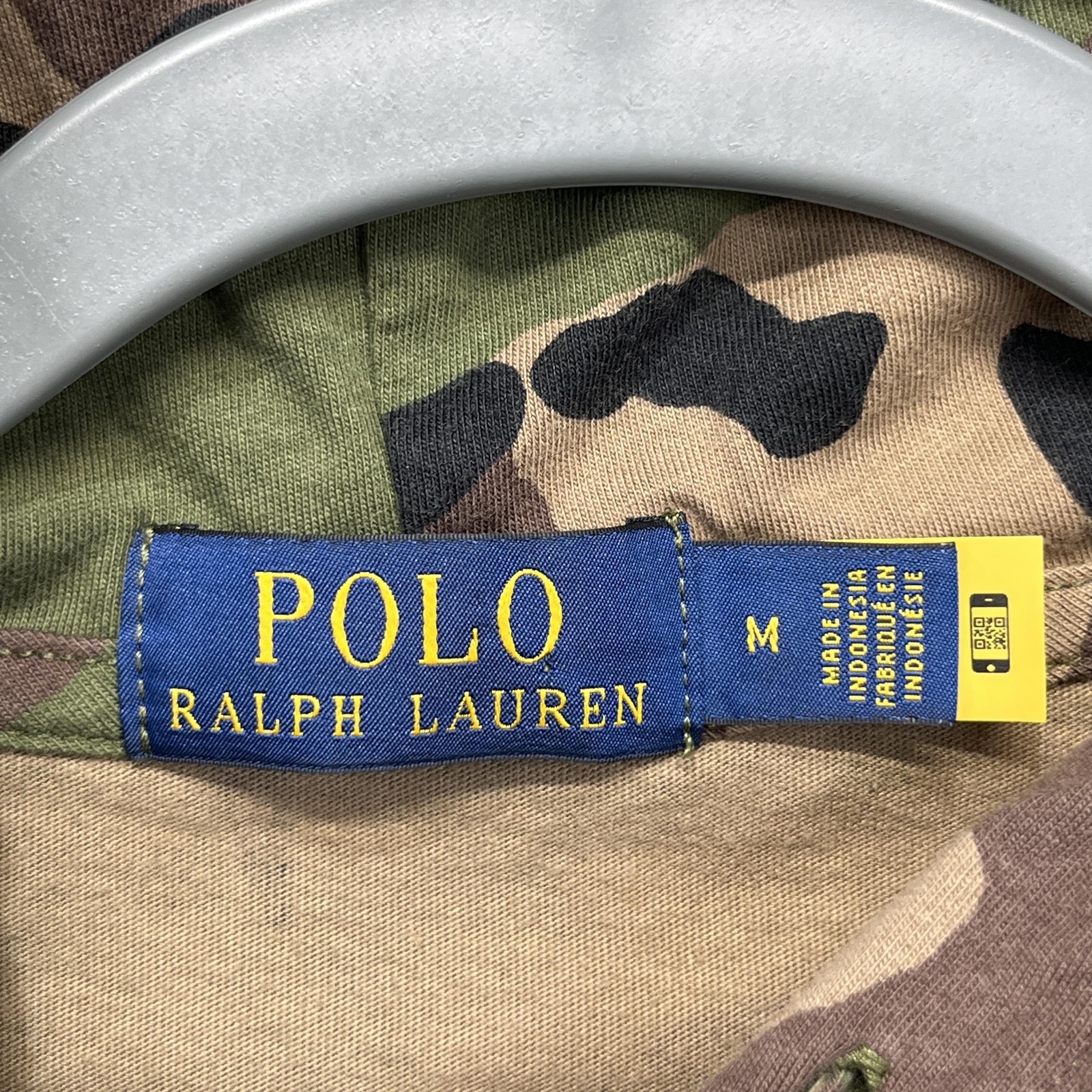 Polo Ralph Lauren Hooded T-shirt Mens Medium Camo Jersey Woodland Long Sleeve
