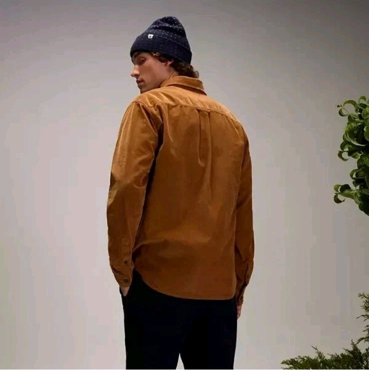ALPINE DESIGN &lsquo; CORD SHIRT &lsquo; MENS &lsquo; PRE-WASHED &lsquo; BROWN KHAKI – MEDIUM