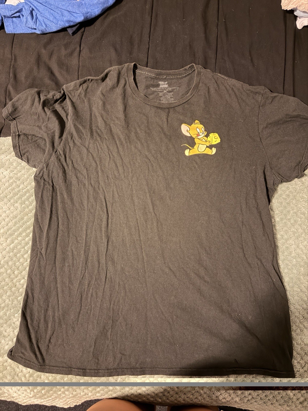 Men&rsquo;s Tom & Jerry Graphic Print T-Shirt Black Cotton cartoon Short Sleeve XL