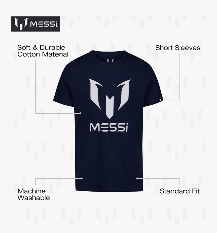 2 Messi Collection T-Shirts Set Grey & Blue Mens LARGE Wingstar Logo NWT