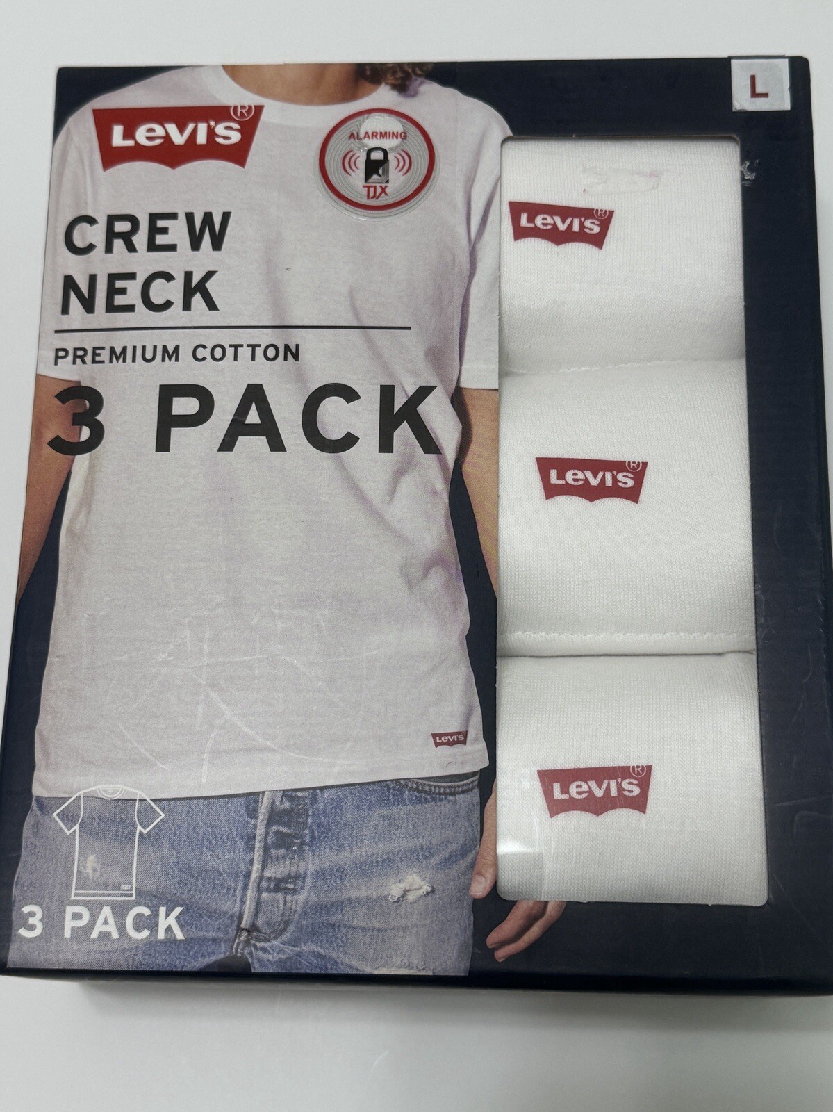 Levis T Shirt Crew Neck 3 Pack Mens L Tag-Free Premium Soft Cotton (MiscB1)