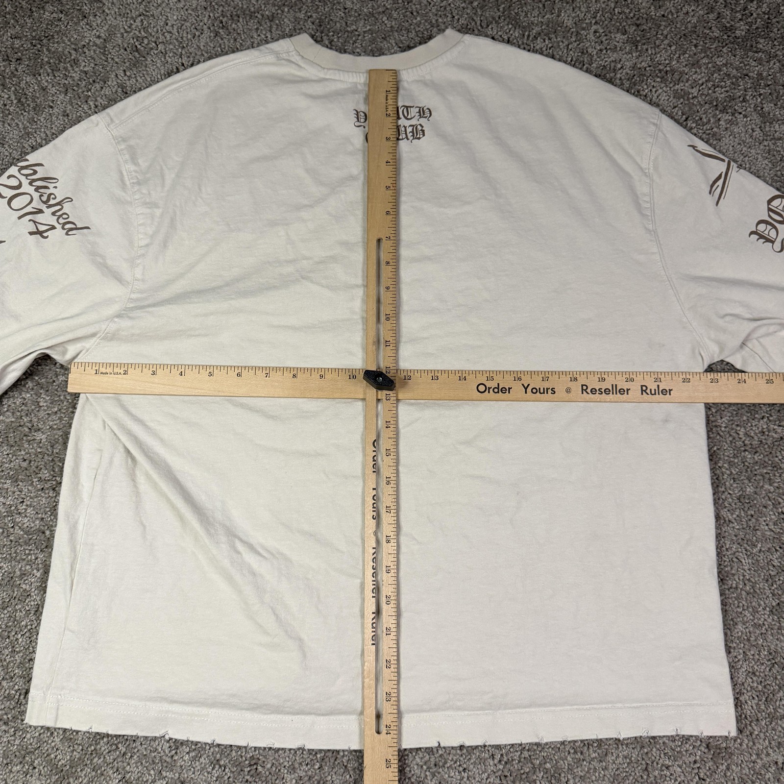 YoungLA Shirt Mens Medium Off White Long Sleeve Graphic Crewneck Tagless Cotton