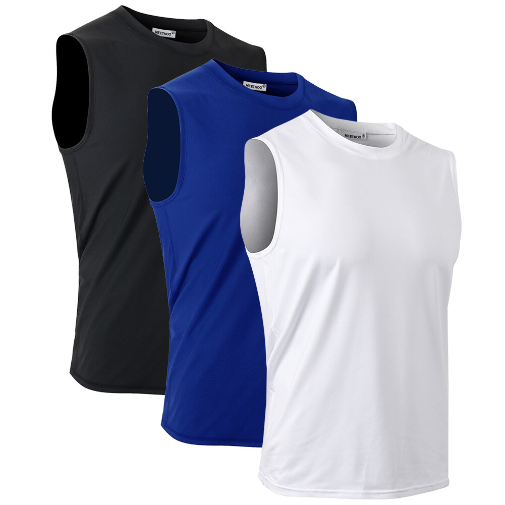 3Pack Men&rsquo;s Sleeveless Shirts Quick Dry Tank Top Workout Fitness Gym Sport Beach