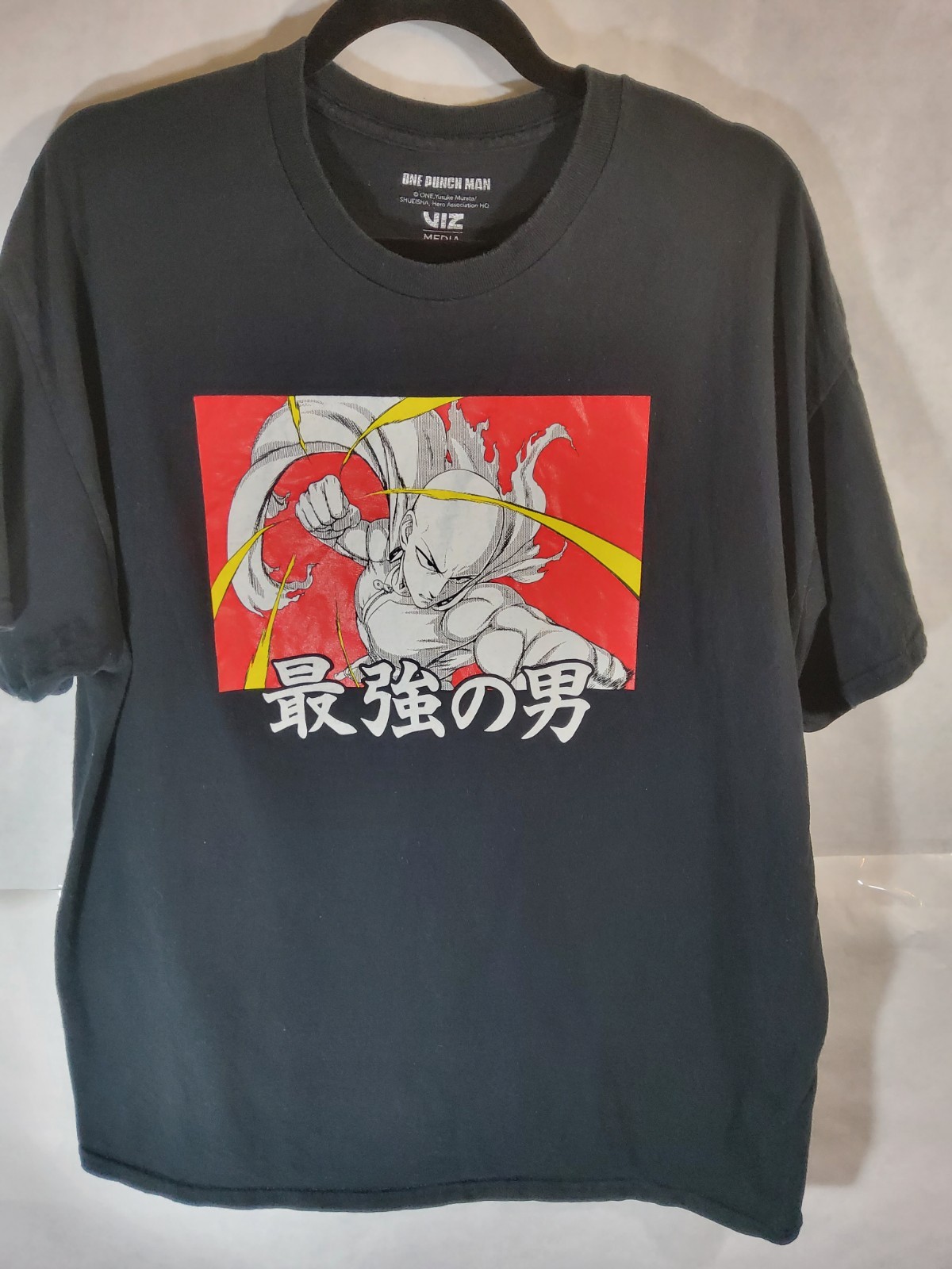 One Punch Man Anime T-Shirt Japanese Superhero Tee Size XL Black Official Merch
