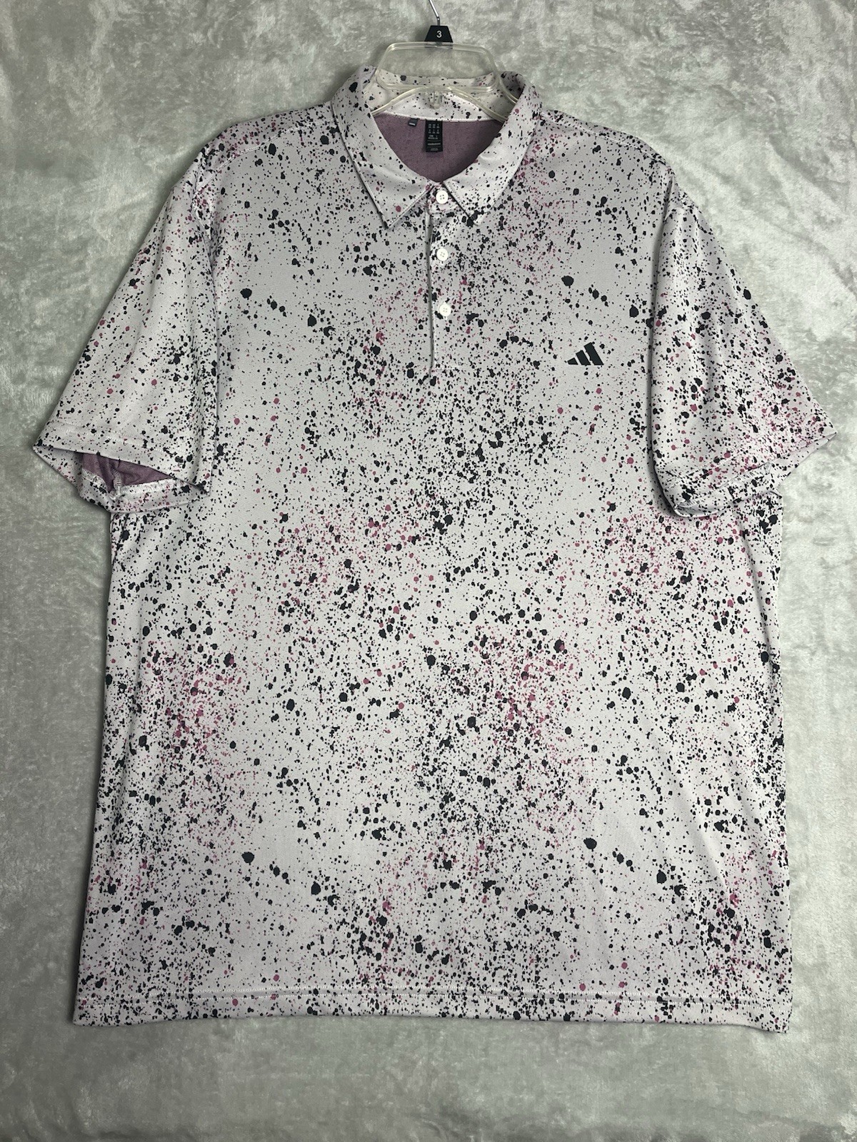 Adidas Shirt Mens 2XL Pinkish-Purple Stone/Splash Jacquard Golf Polo L/S