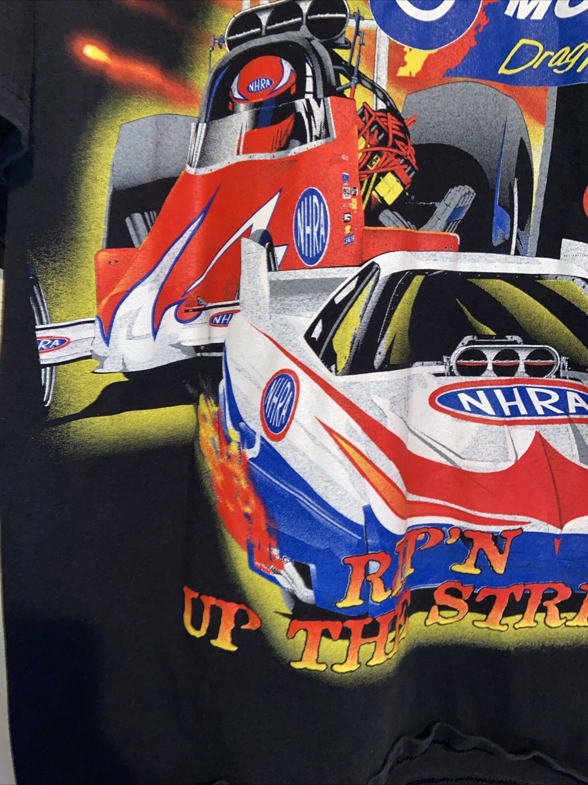 NHRA Nascar Drag Racing Hot Rods Federal Mogul Men L Black Double Sided Vintage