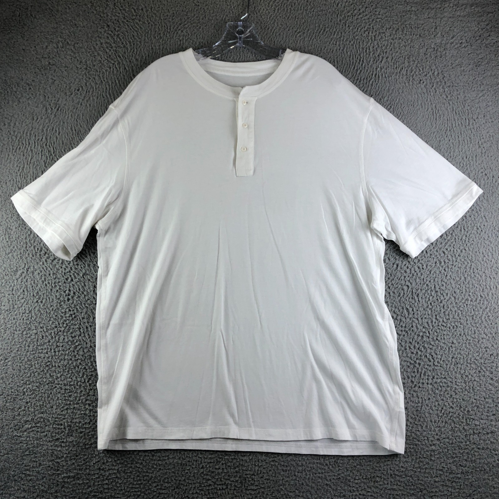 Quince Henley Tee Men 2XL White Cotton Modal Short Sleeve Shirt Stretch Casual