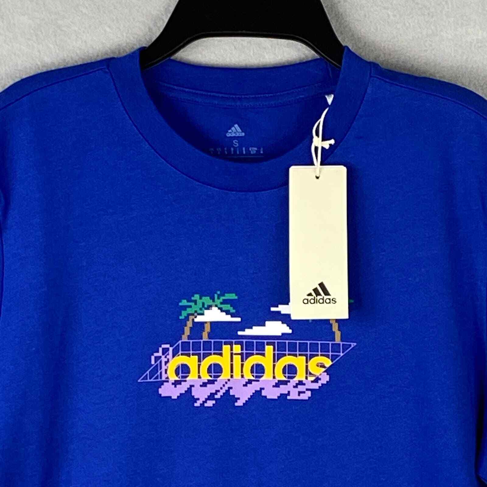 Adidas Men&rsquo;s Small Crew Neck T-Shirt Multi Sport Team Royal Blue NEW