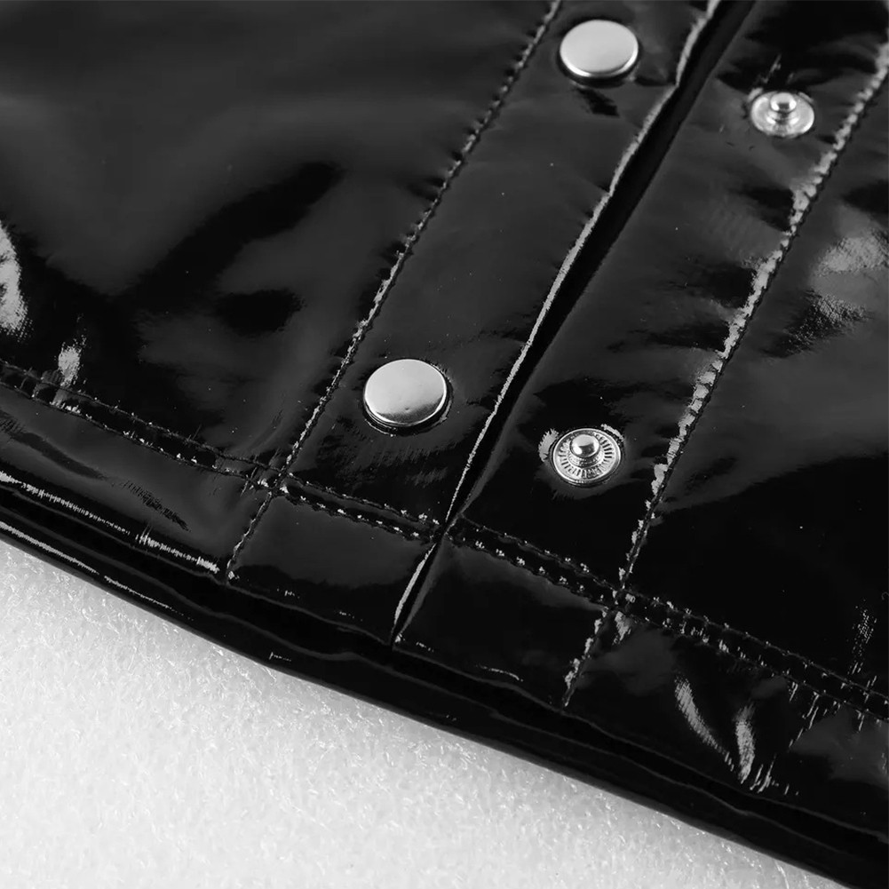 Summer Crop Tops All Seasons Tee Black Wet Look Breathable Daily Mens PVC