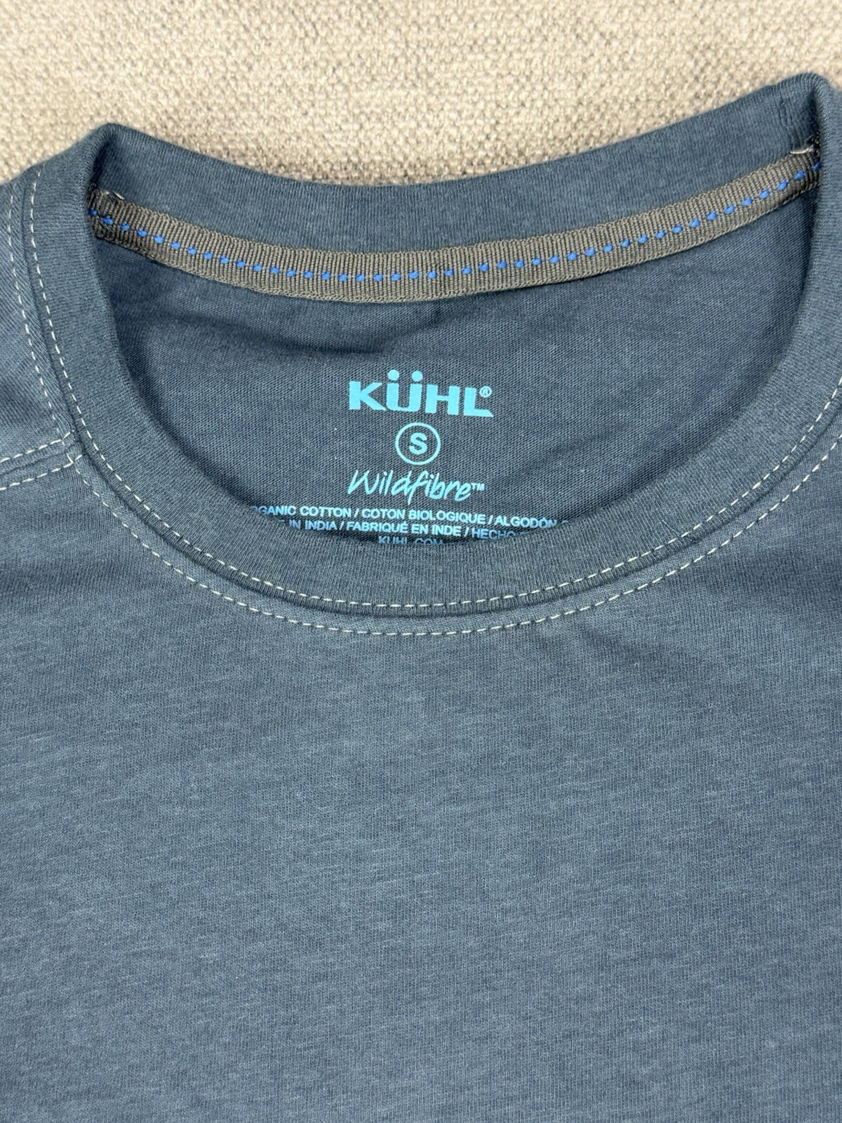 Kuhl Shirt Men Small Cotton Blue Hiking Trek Mountain New
