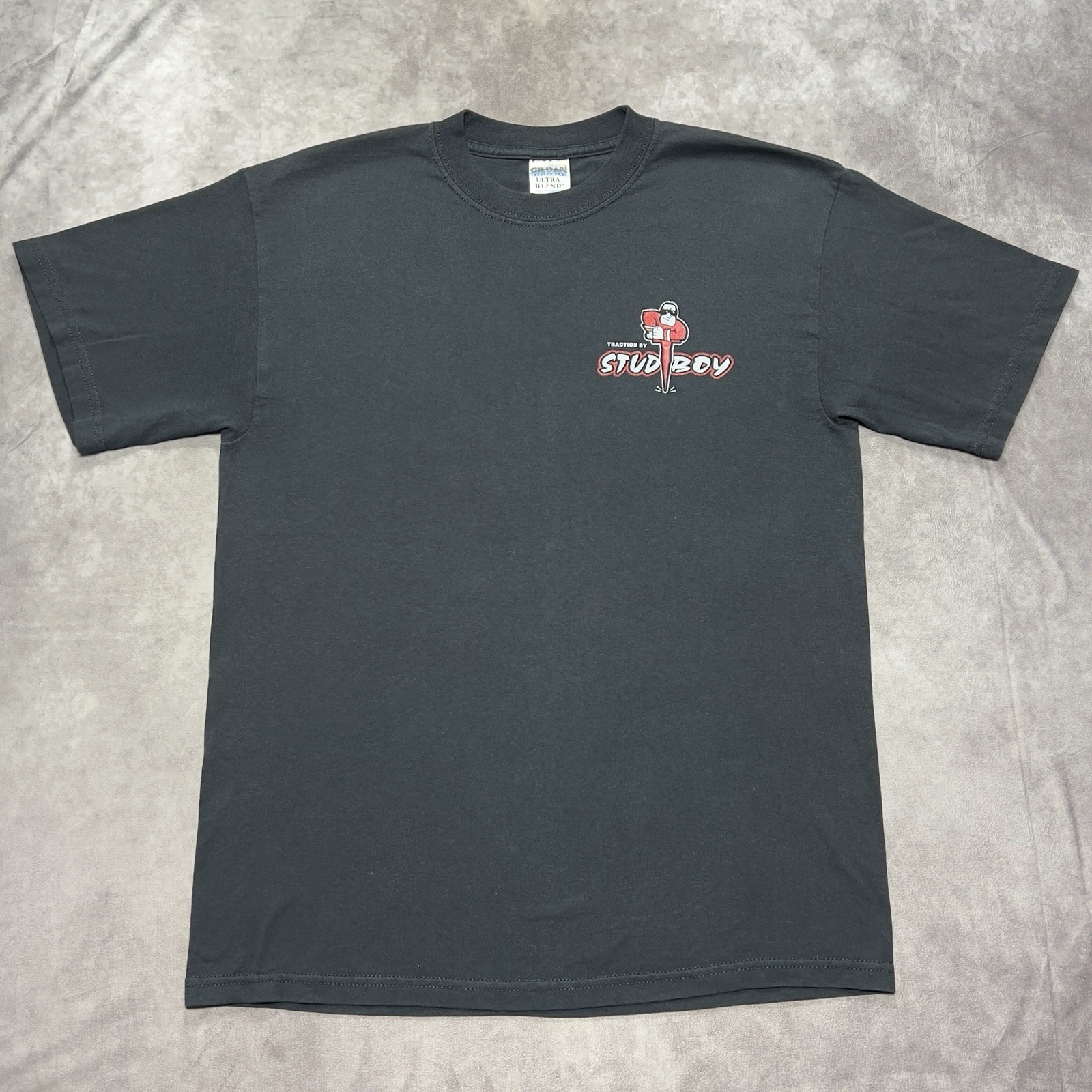 VTG Stud Boy T-Shirt Mens Medium Black Snowmobile Racing Track Studs Graphic Tee