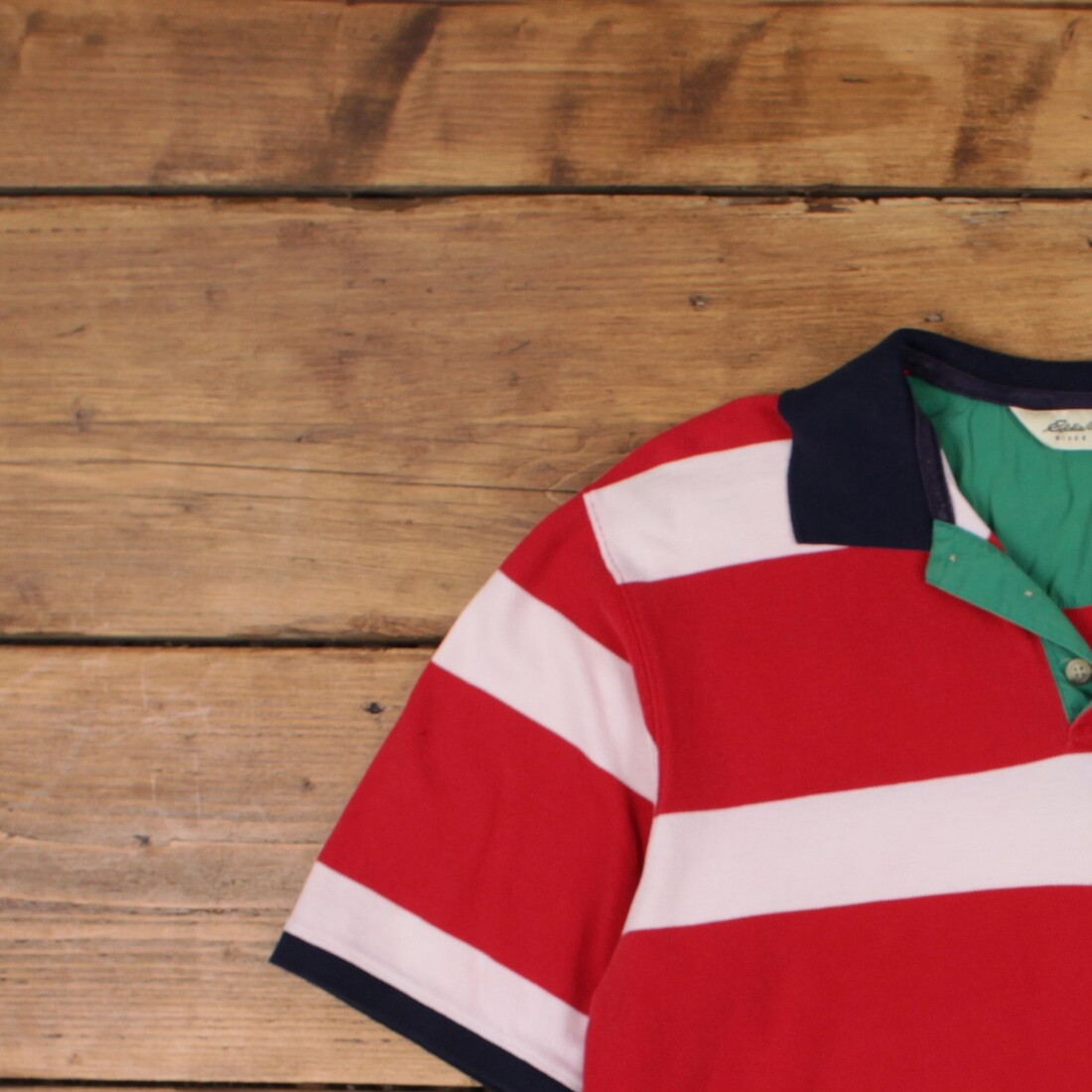 Vintage Eddie Bauer Polo Shirt T Shirt M Striped Multicoloured Tee