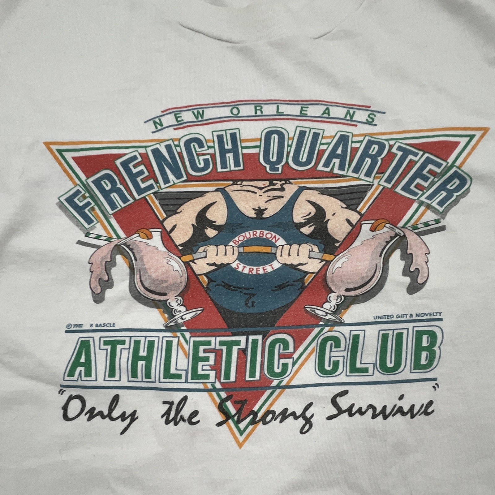 Vintage New Orleans French Quarter Athletic Club T-Shirt Large VTG