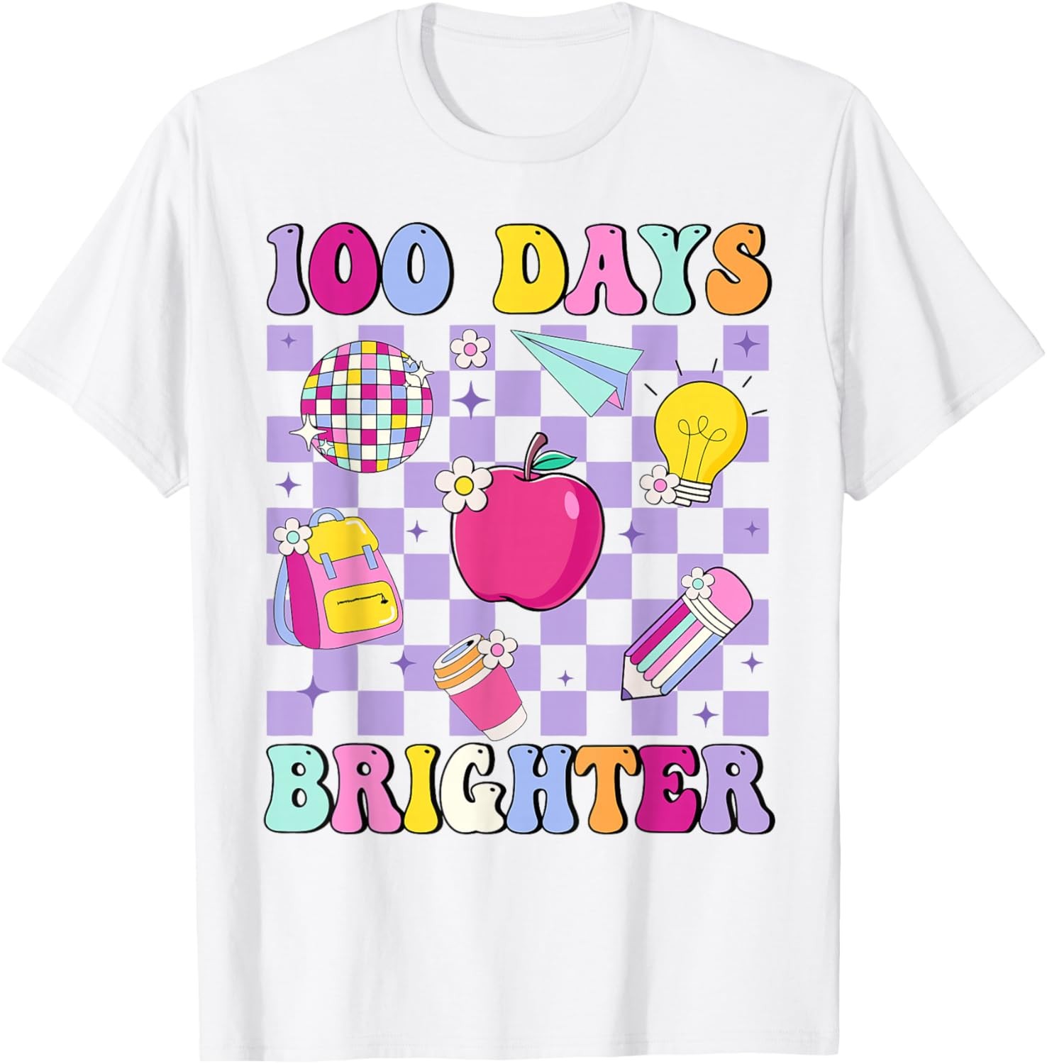 100 Days Brighter Retro Disco 100th Day of School Teacher T-Shirt