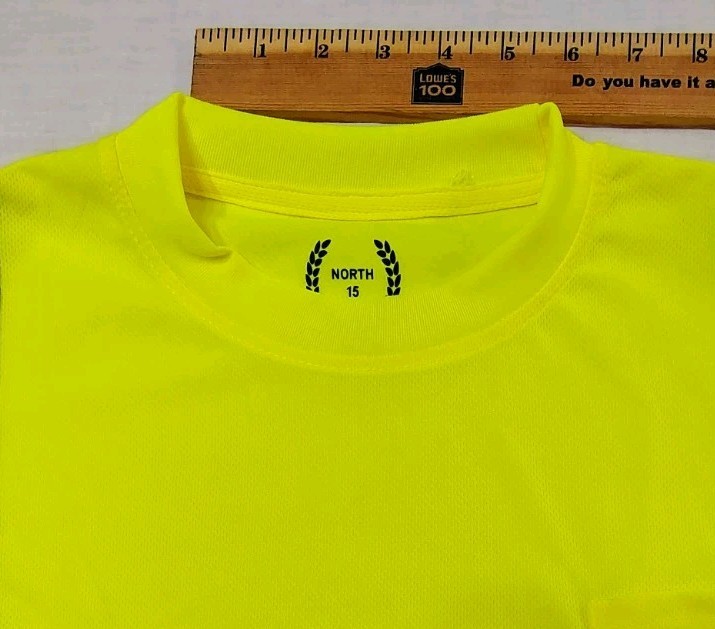 North 15 High Vis LS Safety Work T-Shirt Pocket ASNI Class 2 Yellow Black Sz L