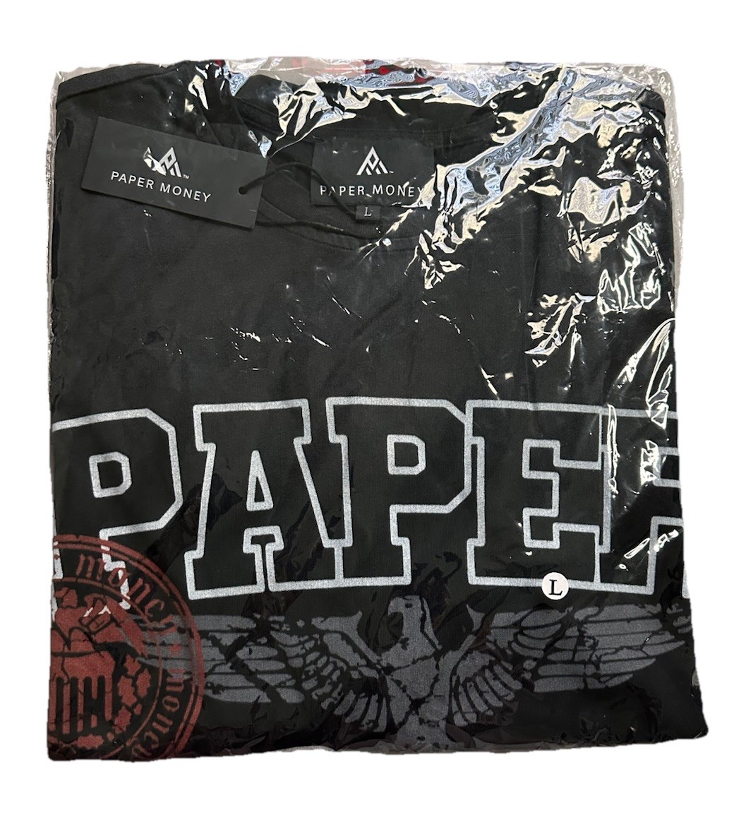 Paper Money Money Never Sleep T-Shirt In Black Size Large