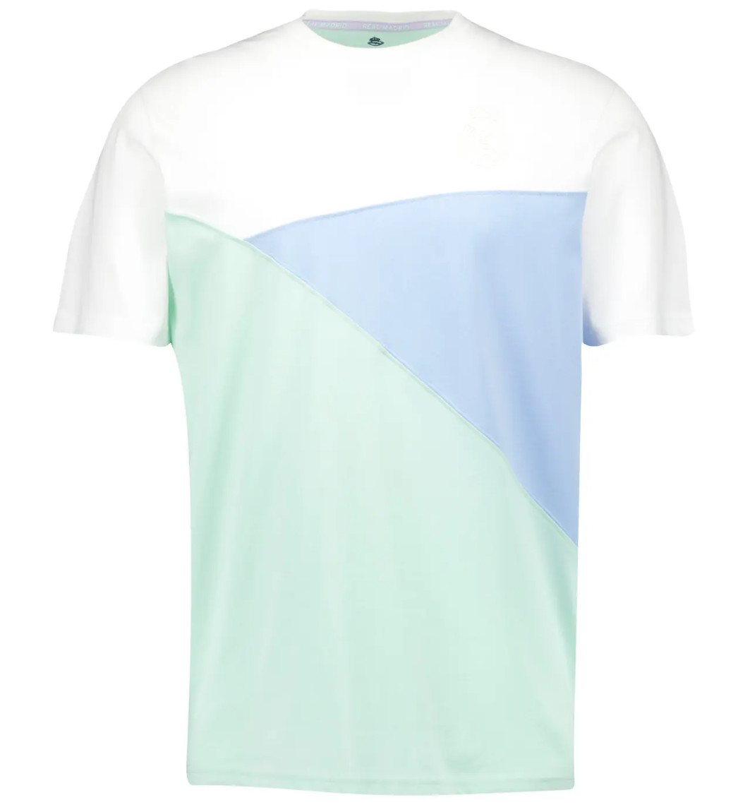 Real Madrid Men&rsquo;s Pastel Diagonal Panel T-shirt Tee Multicolor Size M NWT