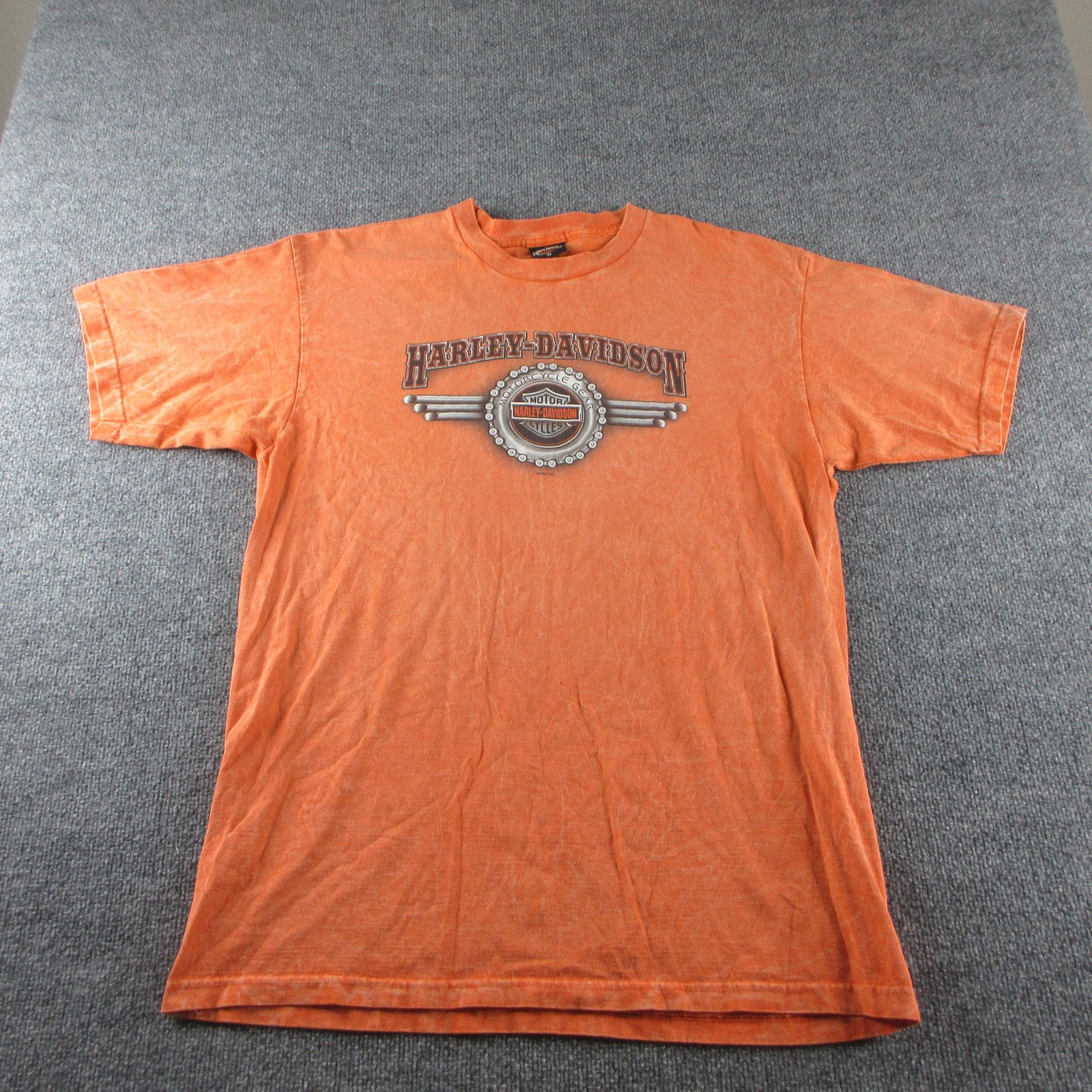 Vintage Harley-Davidson Shirt Mens XL Orange Motorcycle Gear Kansas City Tee