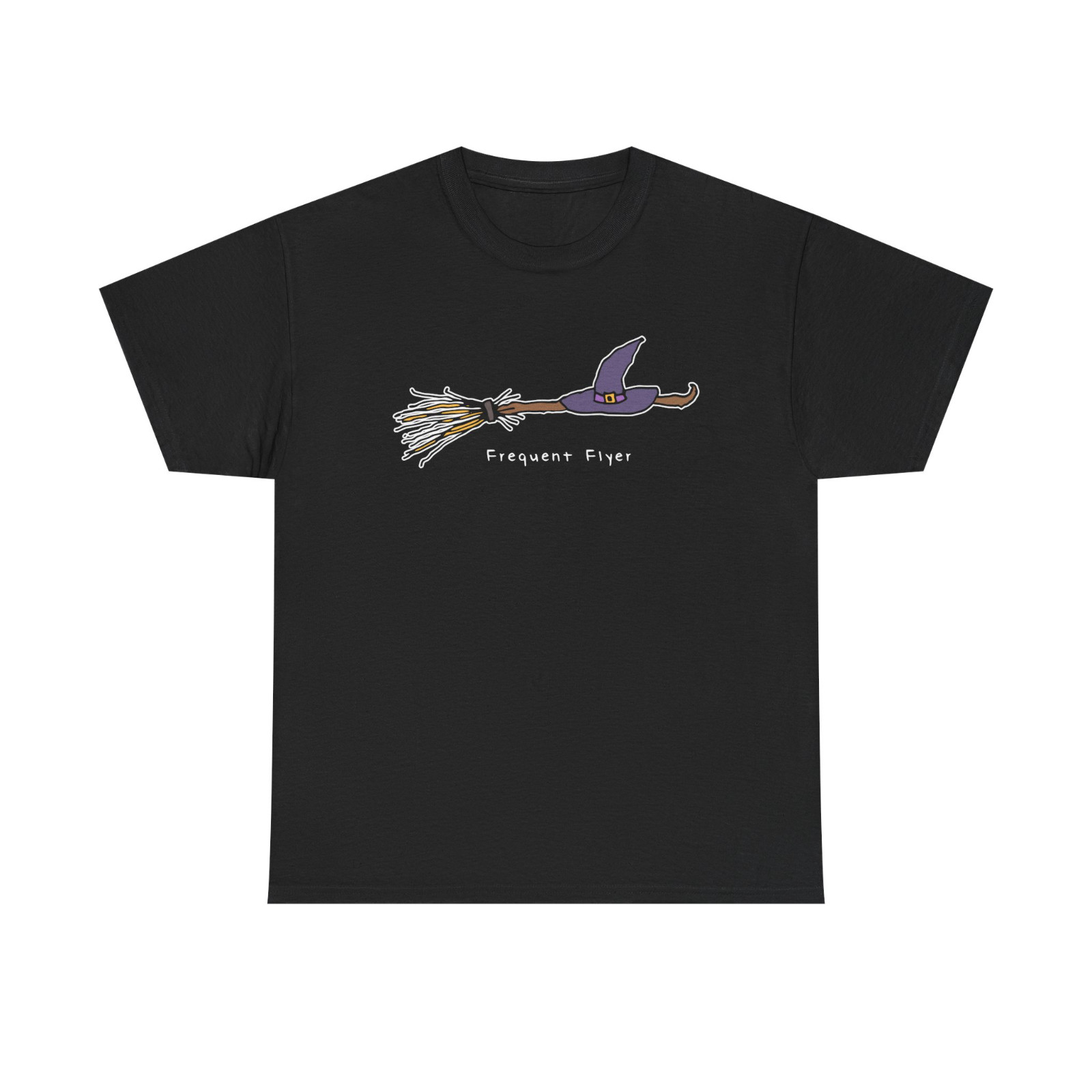 Flying Witch on Broom Halloween Graphic T-Shirt