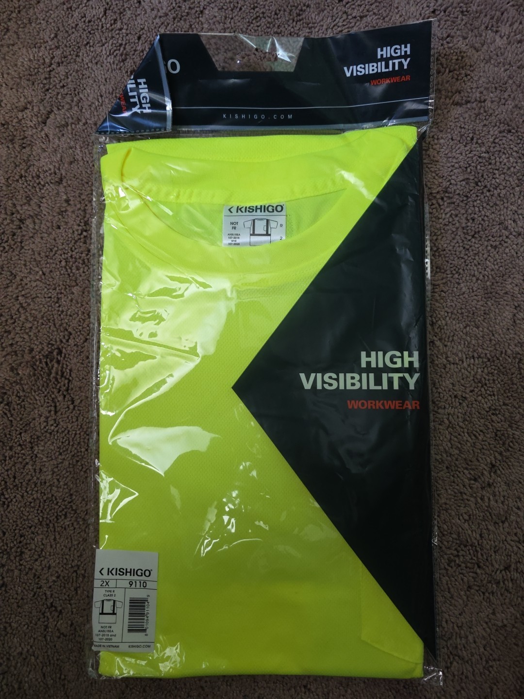 Kishigo 9110-9111 High-Performance Microfiber T-Shirt 2X Type R Class 2 New