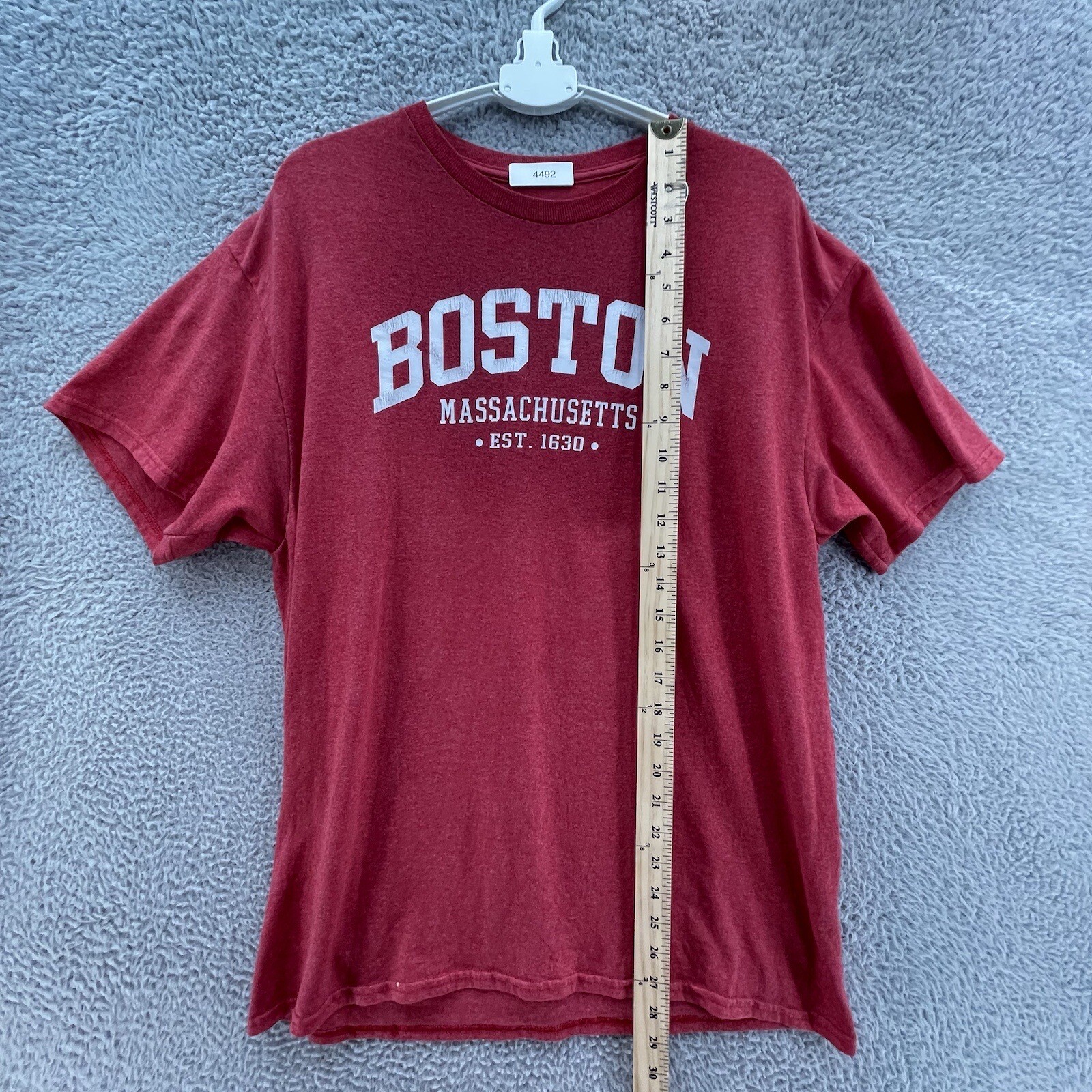 Boston Massachusetts Tee Men Large L Red Big Graphic Spell Out Casual Travel