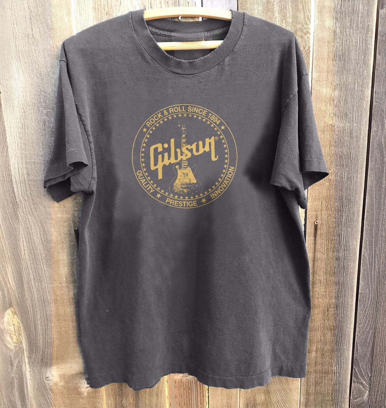 NEW! RARE Gibson Les Paul Guitar Music Charcoal Heavy Cotton T-Shirt