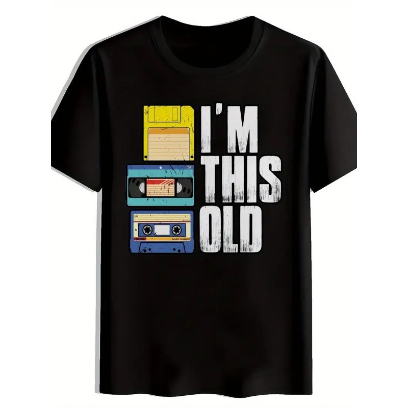 Men&rsquo;s Vintage « I&rsquo;M THIS OLD » Cassette Graphic T-Shirt – Black Retro Music Tee