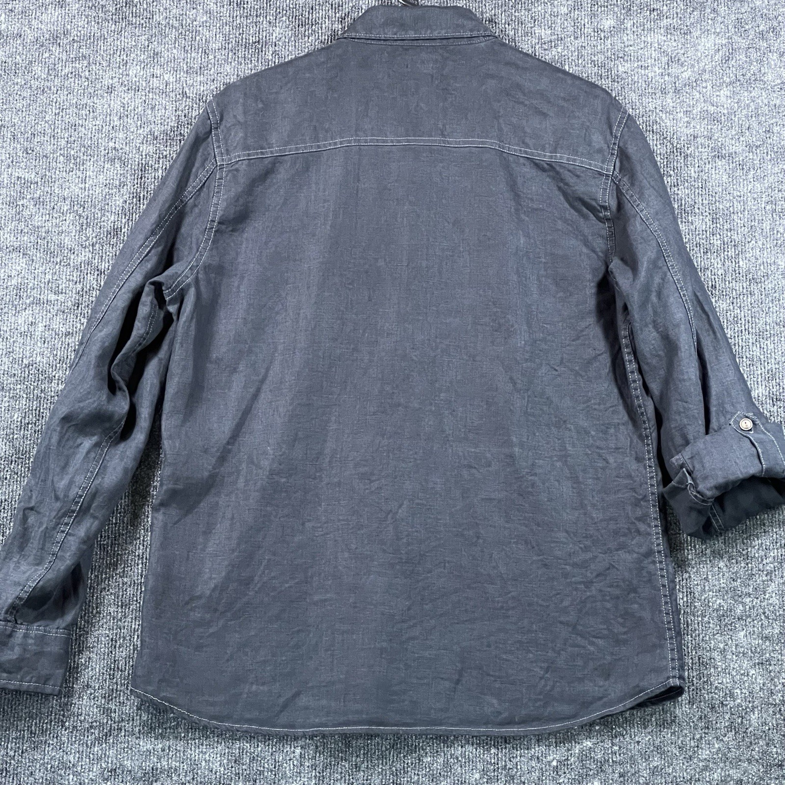 True Religion Men’s Long Sleeve Utility Shirt Size M Black Red Logo
