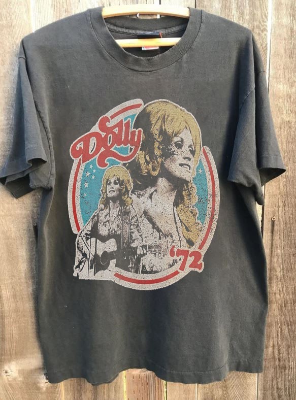Vtg Dolly Parton 72 Tour Charcoal Unisex T shirt Men Women S-5XL KH18999