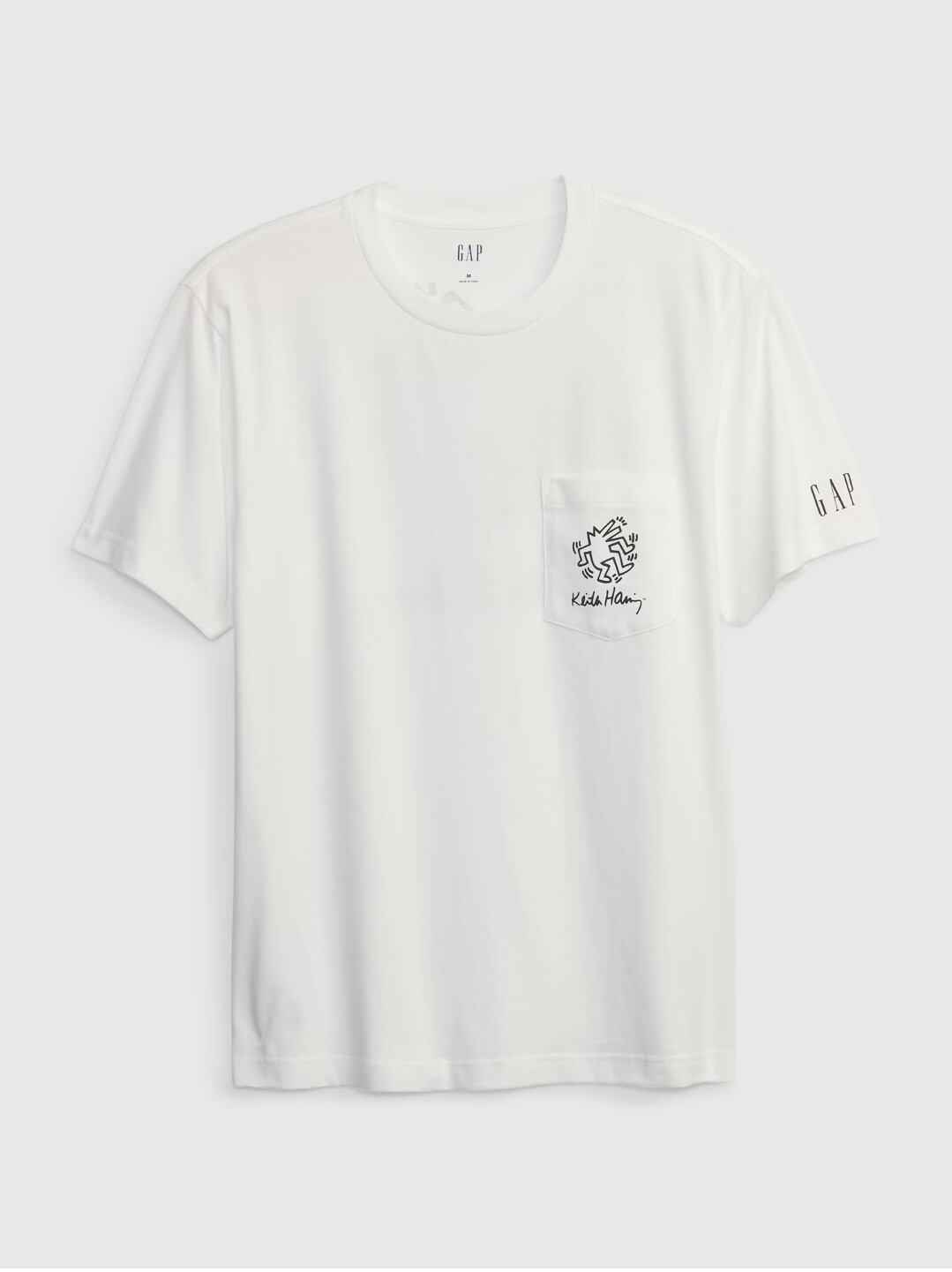 New Keith Haring Graphic Mens XL Pop Street Art Soft Cotton White Pocket Tee