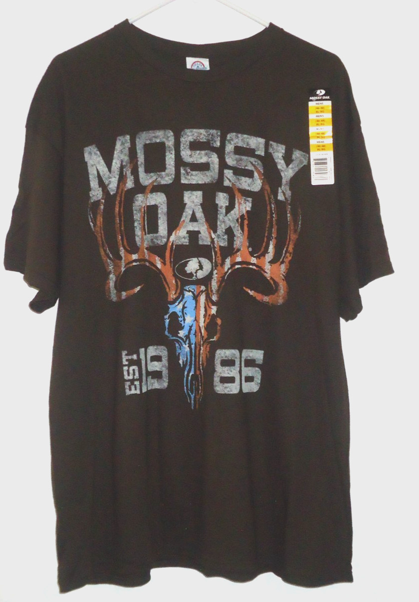 Men&rsquo;s Mossy Oak Est. 1986 Big Buck Skull Hunter T-Shirt Brwn Size M, XL, 2XL NWT