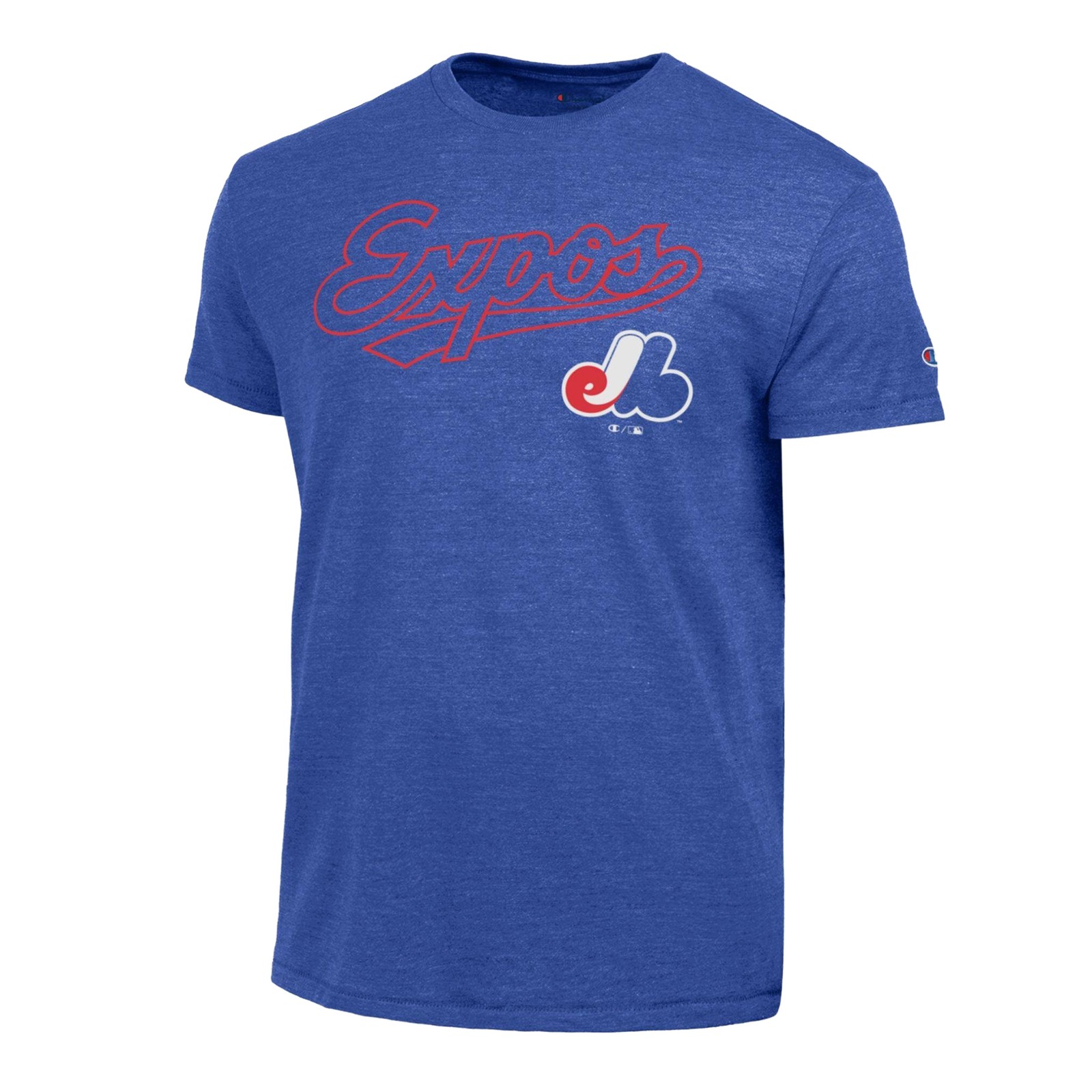 Men&rsquo;s Champion Blue Montreal Expos Cooperstown Wordmark Lockup Tri-Blend