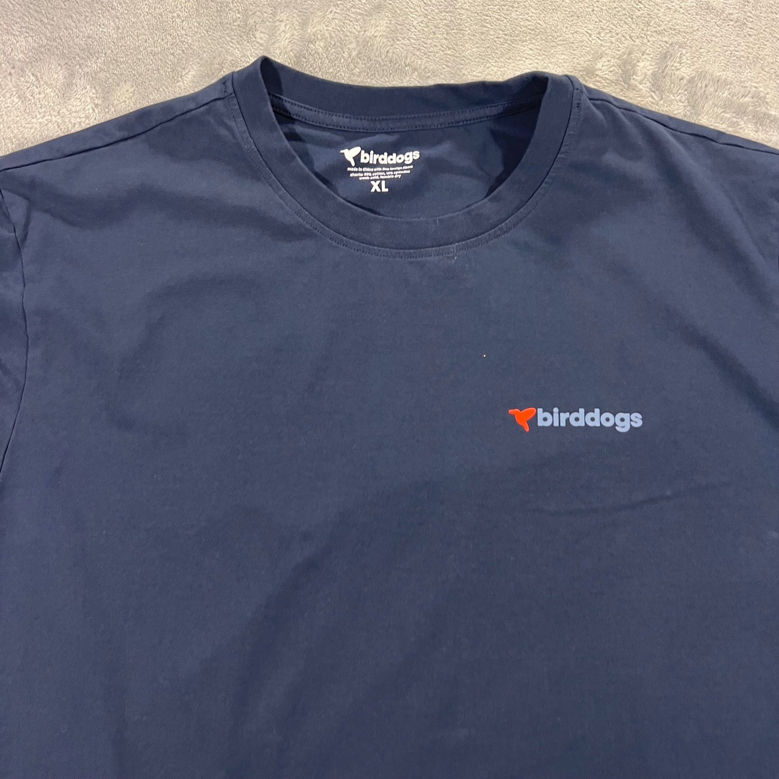 BIRDDOGS T-Shirt Mens XL Navy Blue Excellent Graphic Back Performance Cotton Tee