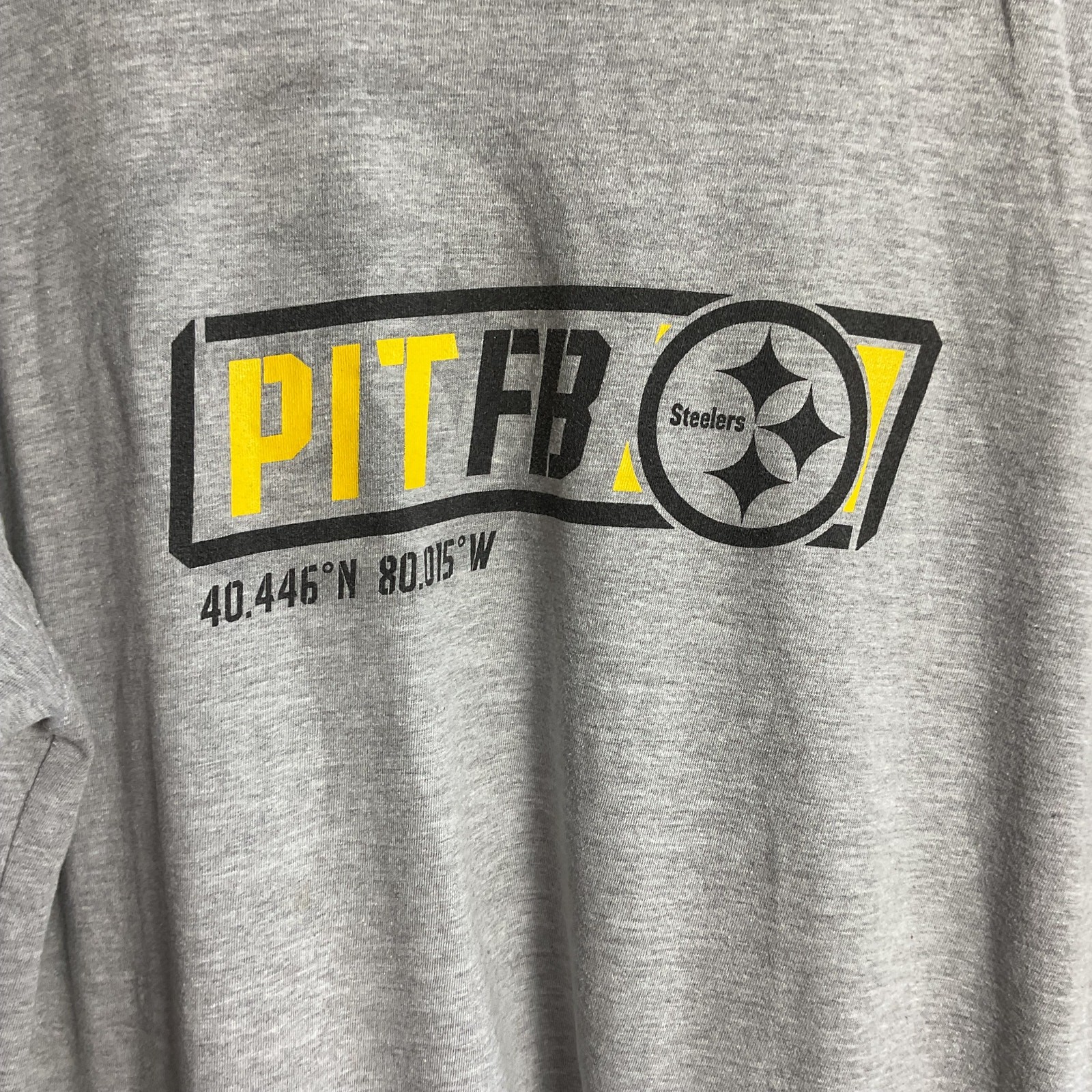 Majestic Pittsburgh Steelers Pit FB Tee Shirt Poly Cotton Blend Grey XLT